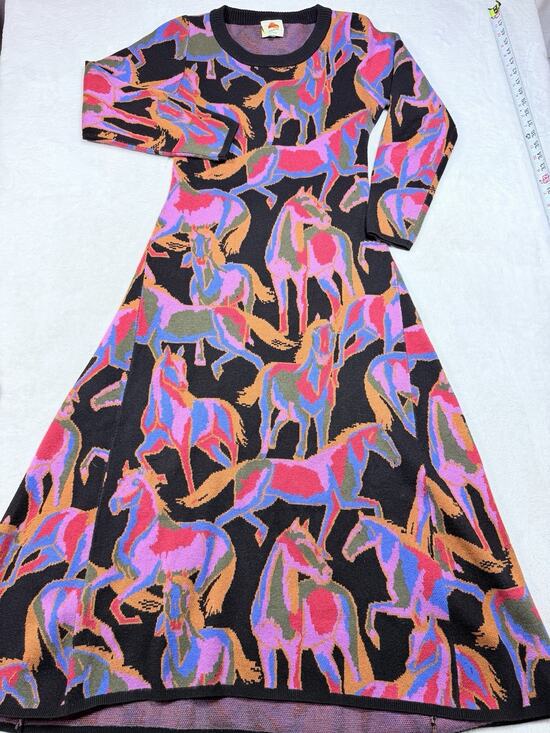 FARM Rio Dresses & Skirts - Farm Rio Wild Horses Knit Maxi Dress Graphic Equestrian Maximalist Sz Med 312587